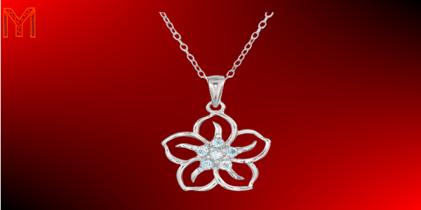 Amazon Essentials Genuine or Created Gemstone Birthstone Flower Pendant Necklace with Chain 